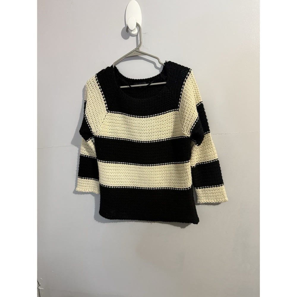 Sanctuary Cream White Stripe Alexa Swet‎ Popover Women Sweater Top Size Medium
